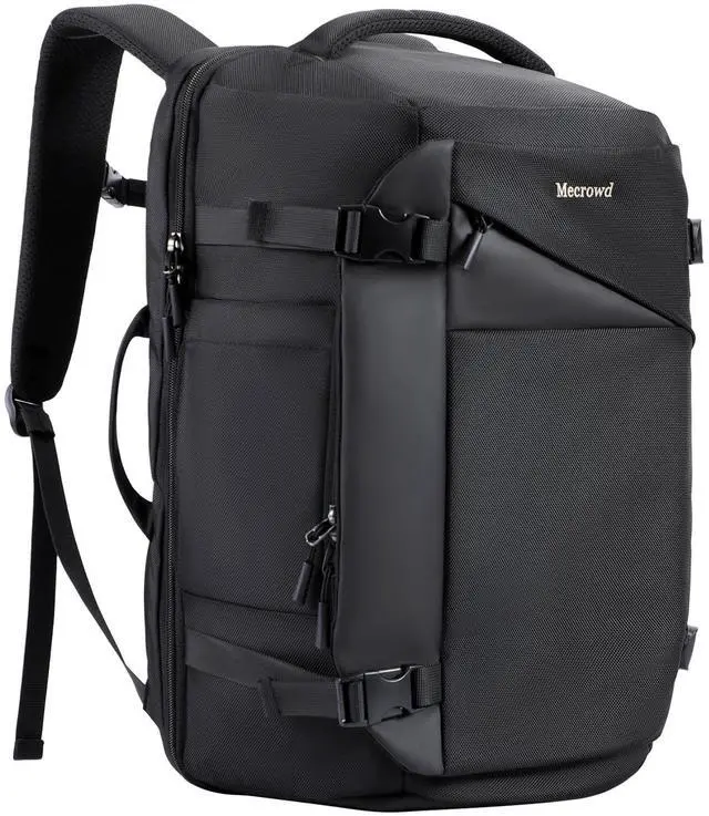 Main image of Mecrowd Large Travel Backpack for Men 40L, Carry On Backpack TSA 17.3 Inch Laptop Mochila Flight Approved, Large Business Daypack Waterproof,Carry on bag Weekender College for Men Women, Black