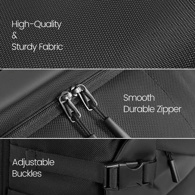 Alt view image 4 of 5 - Mecrowd Large Travel Backpack for Men 40L, Carry On Backpack TSA 17.3 Inch Laptop Mochila Flight Approved, Large Business Daypack Waterproof,Carry on bag Weekender College for Men Women, Black