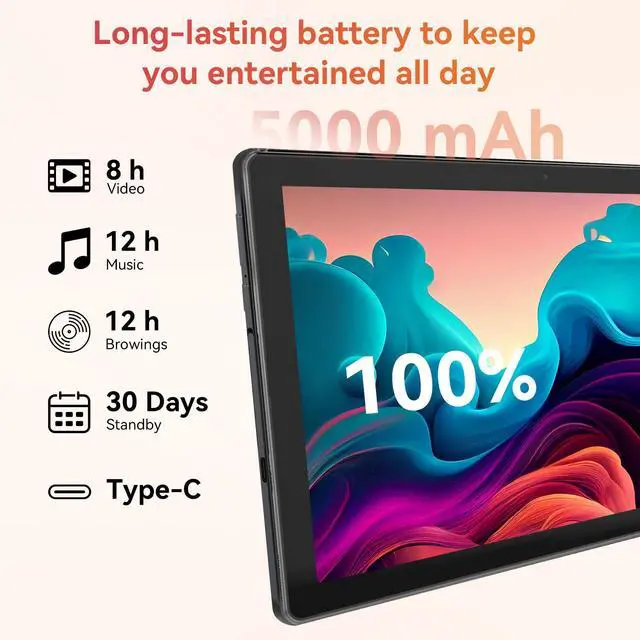 Alt view image 4 of 5 - URAO Tablet,10.1" Android Tablet with Octa-core Processor 20GB RAM 64GB ROM HD IPS Touchscreen 8H Battery, Wi-Fi 6, BT 5.0, Dual Camera, Android 15 Tablets 2025