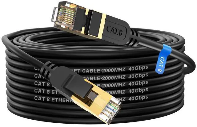 Main image of Cat 8 Ethernet Cable, 50FT High Speed Heavy Duty 26AWG Cat8 LAN Network Cable 40Gbps, 2000Mhz with Gold Plated RJ45 Connector, Outdoor&Indoor Internet Cable Compatible for Router Gaming Modem Xbox