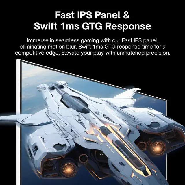 Alt view image 4 of 5 - Pixio PX248 Wave White 24 inch 200Hz Refresh Rate FHD 1080p Resolution Fast IPS Panel 1ms GTG Response Time White Gaming Monitor with Adaptive Sync