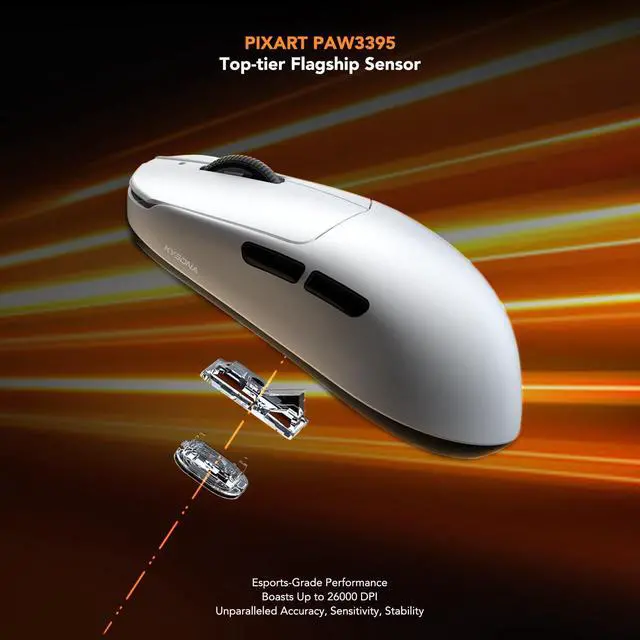 Alt view image 2 of 5 - KYSONA Mercury Wireless Gaming Mouse41g Ultalight, PAW3395 Sensor, 8K Polling Rate,26000 DPI,5 Programmable Buttons Optical Mice for PC/MAC/Laptop,White