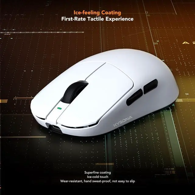 Alt view image 4 of 5 - KYSONA Mercury Wireless Gaming Mouse41g Ultalight, PAW3395 Sensor, 8K Polling Rate,26000 DPI,5 Programmable Buttons Optical Mice for PC/MAC/Laptop,White