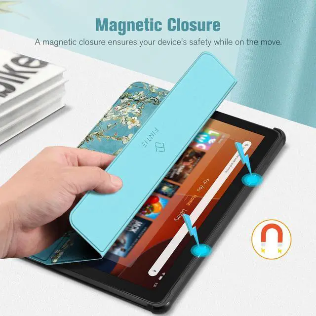 Alt view image 5 of 5 - Fintie Slim Case for All-New Fire HD 10 Tablet (13th Generation, 2023 Release) - Trifold Lightweight Hard Shell Stand Cover with Auto Wake/Sleep, Blossom