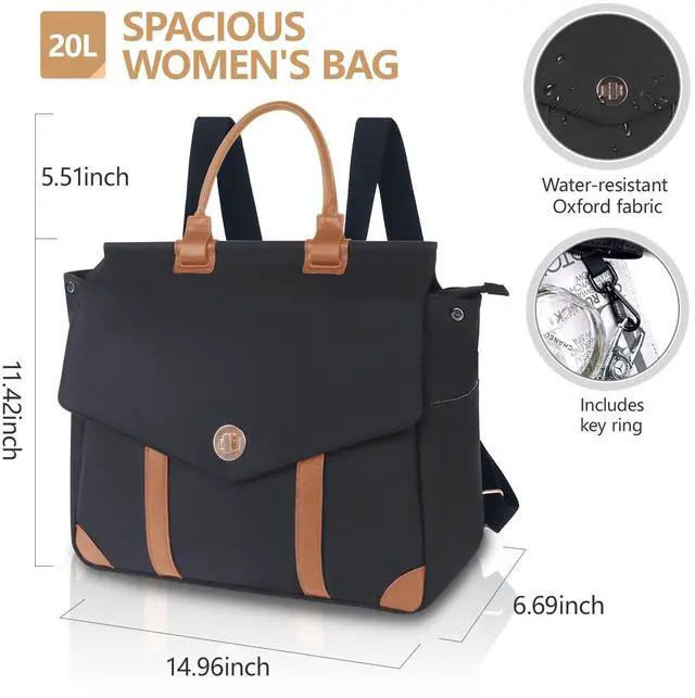 Alt view image 3 of 4 - Multi-Functional Shoulder Bag Backpack for Women: 20L Handbag with 12 Pockets Fits 15.6 Inch Laptop & A4 Documents - Ideal for Business Travel Waterproof