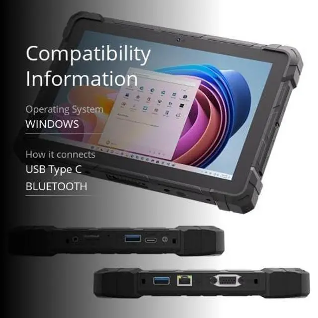 Alt view image 3 of 5 - HEIGAOLAPC Rugged Tablet 12th Alder Lake N100 10.1" Win Tablet, Win 11 Pro 16GB 256GB ROM 4G LTE GPS Tablets PC 8000mAh Battery USB3.0 / WiFi 5 / BT5.0 / FHD for Field Service
