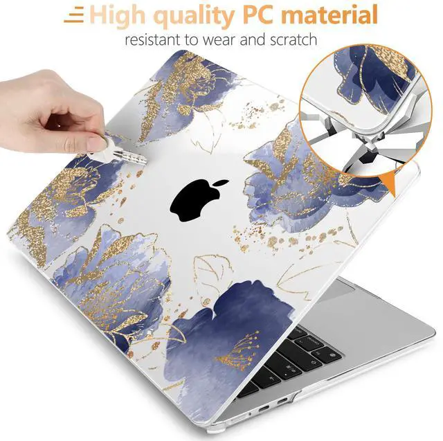 Alt view image 5 of 5 - Yebiseven Case for M3 MacBook Pro 14 inch 2023 2021 Released A2918 A2992/ M2 A2779/ M1 A2442 Pro/Max, Hard Shell Case with Keyboard Cover & Trackpad Film & 2 OTG Adapters, Golden Peony