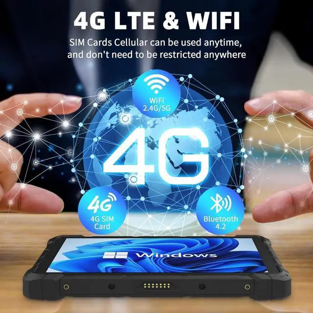 Alt view image 4 of 5 - HEIGAOLAPC Rugged Tablet 12th Alder Lake N100 10.1" Win Tablet, Win 11 Pro 16GB 256GB ROM 4G LTE GPS Tablets PC 8000mAh Battery USB3.0 / WiFi 5 / BT5.0 / FHD for Field Service