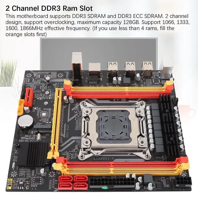 Alt view image 4 of 5 - Computer Motherboard with X79 Chipset, 4 DDR3 RAM Slot, 128GB Capacity, for E5 V1 V2, for i7 3th 4th Gen Processors, PC Gaming Motherboard Support 1066, 1333, 1600, 1866MHz