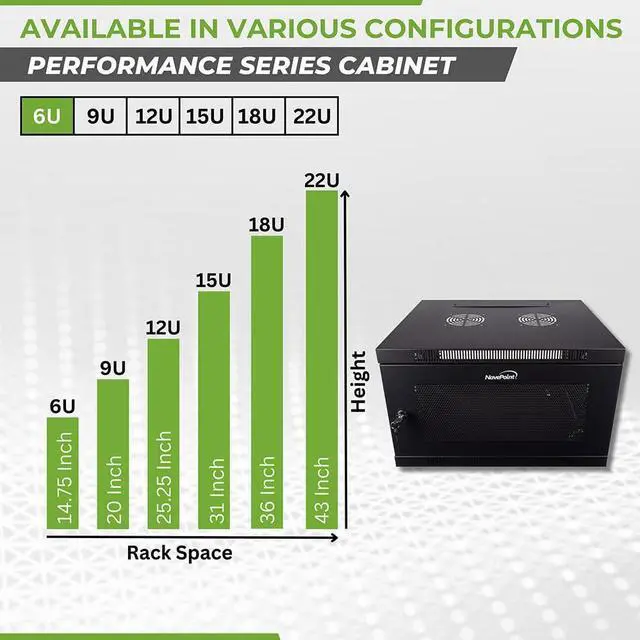 Alt view image 3 of 5 - NavePoint 6U Server Cabinet Wall Mount Rack Enclosure with Perforated Door, Locking, Removable Side Panels  6U Network Cabinet 17.7 Deep, 19 Inch Server Rack for IT and A/V Equipment