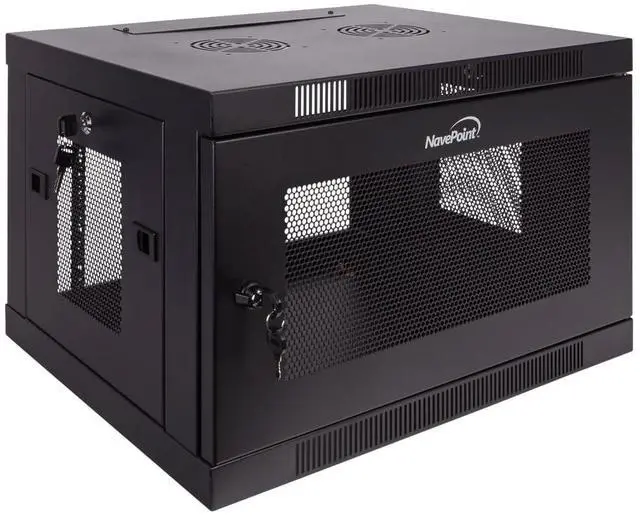 Alt view image 5 of 5 - NavePoint 6U Server Cabinet Wall Mount Rack Enclosure with Perforated Door, Locking, Removable Side Panels  6U Network Cabinet 17.7 Deep, 19 Inch Server Rack for IT and A/V Equipment
