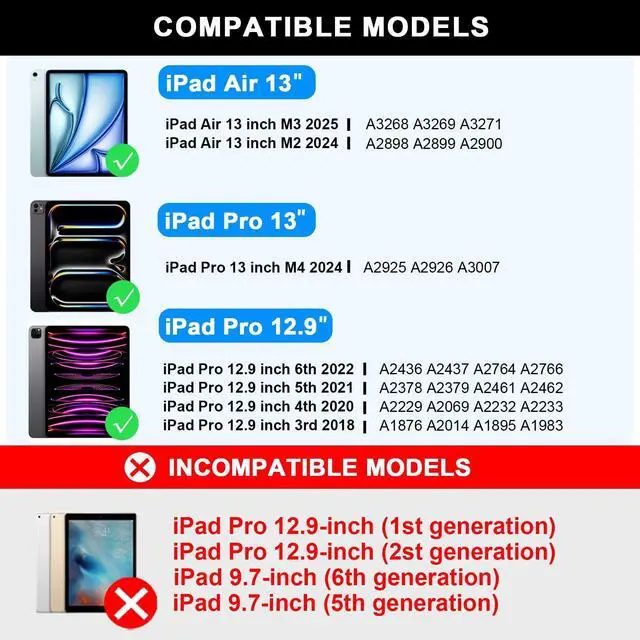 Alt view image 2 of 5 - BABG Keyboard Case for iPad Air 13 inch(M3/M2)&iPad Pro 13(M5/M4),iPad Pro 12.9(6th/5th /4th/3rd Gen) Case with Keyboard,360° Rotatable,Toupad,Backlits,Pencil Charging-Puple