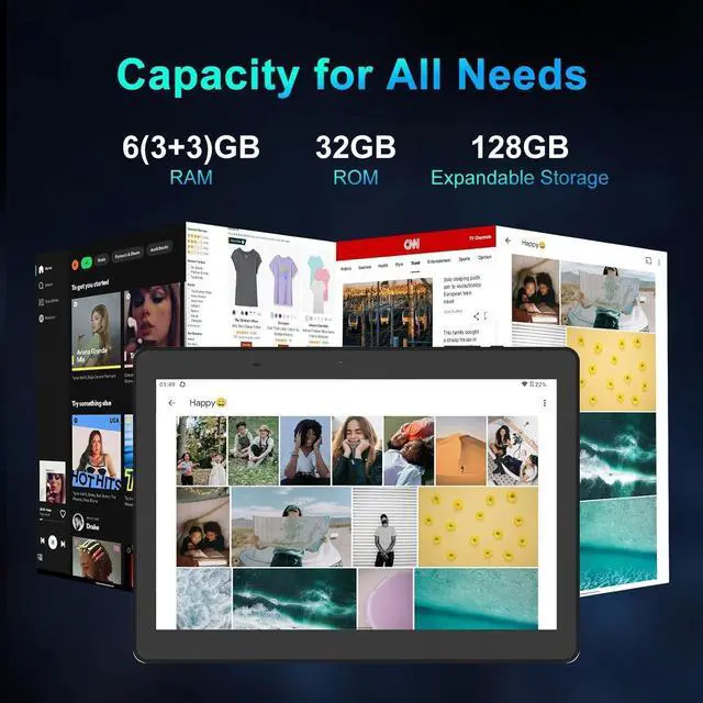 Alt view image 4 of 5 - YYSWIE 10.1 Inch Android 14 Tablet with Stylus Pen, 6GB RAM, 32GB+128GB Expandable Storage, Quad-Core, 5000mAh, IPS HD,Dual Camera, Bluetooth, WiFi, Google Certified