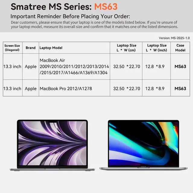 Alt view image 2 of 5 - Smatree MS63 Hard EVA Protective Sleeve with Stand Compatible for 13.3 inch Apple MacBook Air 2009/2010/2011/2012/2013/2014/2015/2017/A1466/A1369/A1304, for 13.3 inch Apple MacBook Pro 2012/A1278