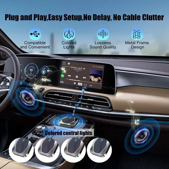 Alt view image 3 of 5 - 2in1 Wireless Carplay Adapter for iPhone Android,Plug n Play Automatic Reconnect,Convert Wired to Wireless Bluetooth Carplay Adapter Dongle,for Toyota/Honda/Cadillac/Ford/Chevrolet/Jeep (USB A/C)03bb
