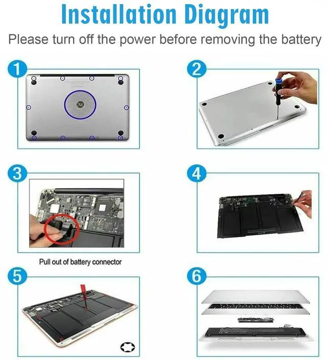 Alt view image 5 of 5 - A1405 A1466 Laptop Battery for MacBook Air 13 inch A1466 (Mid 2012,Mid 2013,Early 2014, Early 2015,2017) A1369(Late 2010,Mid 2011 Version) fits A1496 A1377 (EMC :2925, 2469, 2559, 2392) [Upgraded 3.0]