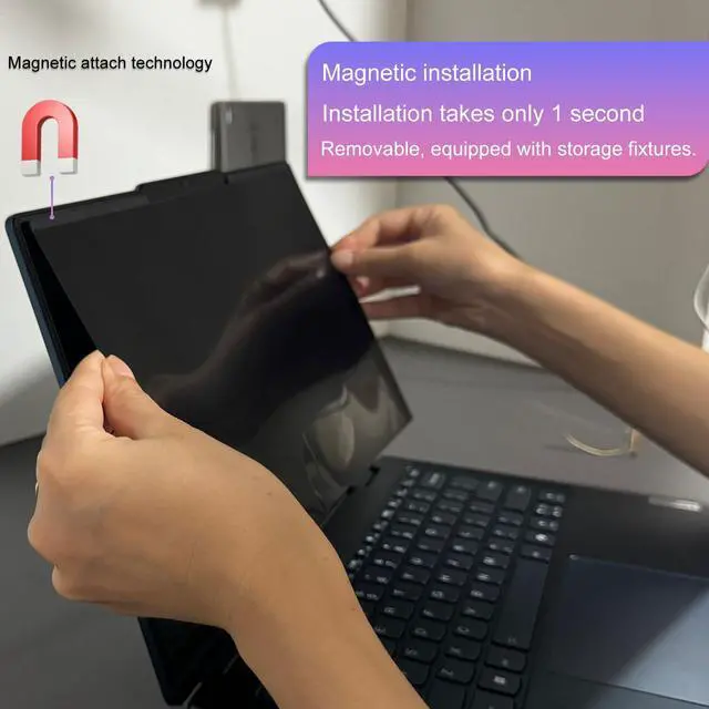 Alt view image 3 of 5 - KEANBOLL 14 Inch Magnetic Privacy Screen for Laptops (16:10) - Removable Anti-Glare Filter with Blue Light Reduction | Compatible with HP, Dell, Acer, Asus, Samsung, Lenovo Laptops etc