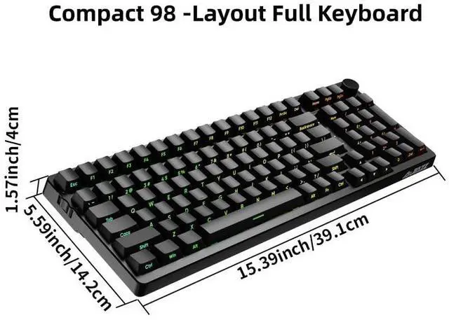 Alt view image 2 of 5 - FIRSTBLOOD ONLY GAME. AK992 Hot-Swappable 2.4G Wireless/Bluetooth 5.0/USB Wired Triple Mode Mechanical Keyboard, 98 Keys Full Layout, RGB Backlit, Brown Switches, Black Side Carving PBT Keycaps