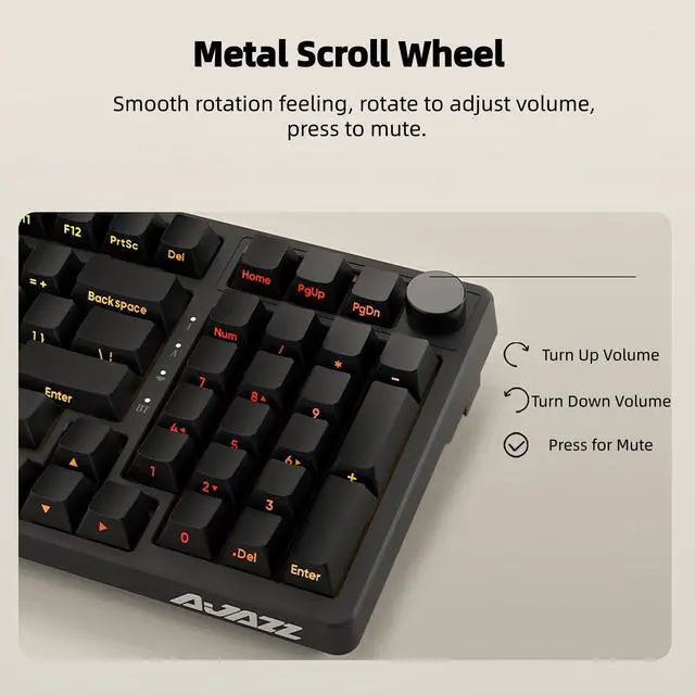 Alt view image 5 of 5 - FIRSTBLOOD ONLY GAME. AK992 Hot-Swappable 2.4G Wireless/Bluetooth 5.0/USB Wired Triple Mode Mechanical Keyboard, 98 Keys Full Layout, RGB Backlit, Brown Switches, Black Side Carving PBT Keycaps