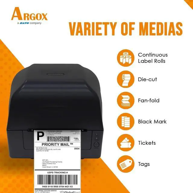 Alt view image 3 of 5 - ARGOX CP-2140EX Pro Thermal Label Printer for Shipping 4x6 LabelsTransfer & Direct Thermal PrintingHigh-Speed Barcode Printer for USPS, FedEx,UPS,Amazon,EbayUSB, RS-232Label, Tags, Barcodes&More