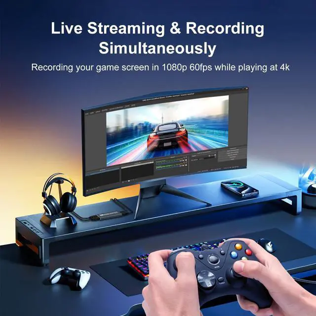 Alt view image 2 of 5 - 4k HDMI Capture Card for Streaming, Full HD 1080P 60FPS Capture USB 3.0 Game Audio Video Capture Card,for PS4/PS5/Xbox/Switch/OBS/Camera/PC/Laptop/Mac Plug and Play