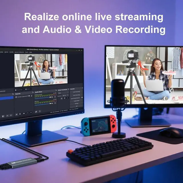 Alt view image 3 of 5 - 4k HDMI Capture Card for Streaming, Full HD 1080P 60FPS Capture USB 3.0 Game Audio Video Capture Card,for PS4/PS5/Xbox/Switch/OBS/Camera/PC/Laptop/Mac Plug and Play