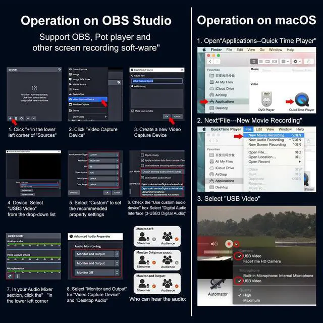 Alt view image 5 of 5 - 4k HDMI Capture Card for Streaming, Full HD 1080P 60FPS Capture USB 3.0 Game Audio Video Capture Card,for PS4/PS5/Xbox/Switch/OBS/Camera/PC/Laptop/Mac Plug and Play