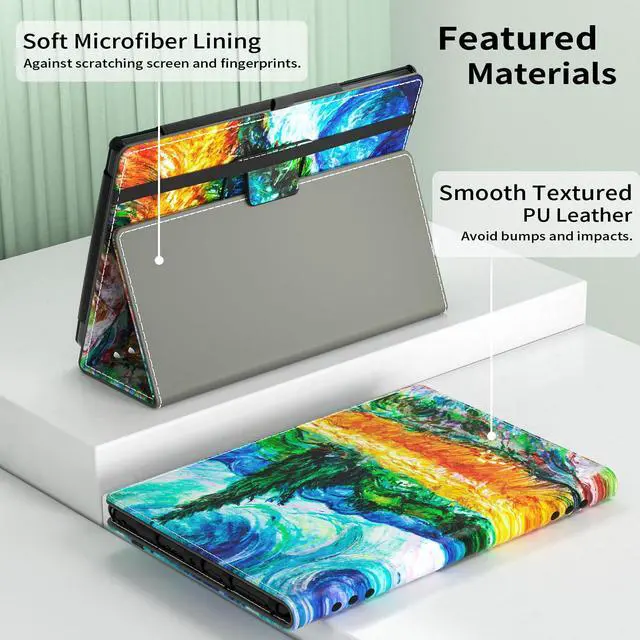 Alt view image 5 of 5 - ANNAPRO Case for Amazon Kindle Fire HD 10 Tablet (ONLY Fit 11th Generation 2021 Release) & Fire HD 10 Plus Tablet - Slim Folding Stand Folio Cover with Auto Wake/Sleep and Hand Strap, Countryside