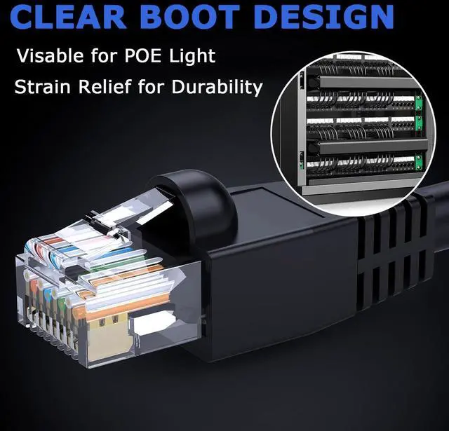 Alt view image 5 of 5 - HANNLINTE Cat 6 Ethernet Patch Cable 20ft (10 Pack), 24AWG Pure Copper, Snagless, Network Cable, Compatible for PC, Routers, Switches, RJ45 LAN, Cat 6 Ethernet Cable, Patch Cables - Black 20 Feet