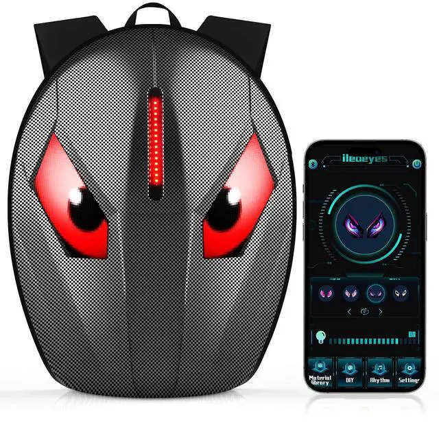 Main image of Motorcycle Backpack for Men, LED Backpack With DIY Programmable Full Color Screen, Hard Shell Large Capacity Waterproof Helmet Bag Laptop Backpack