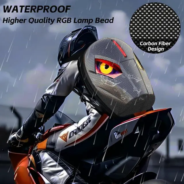 Alt view image 5 of 5 - Motorcycle Backpack for Men, LED Backpack With DIY Programmable Full Color Screen, Hard Shell Large Capacity Waterproof Helmet Bag Laptop Backpack