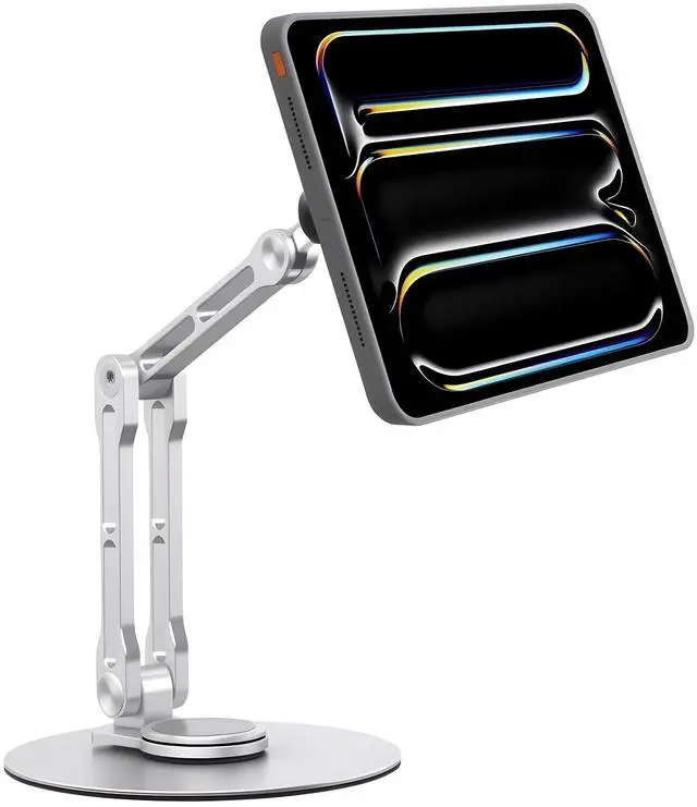 Main image of Msounehna Magnetic iPad Stand for Desk, Foldable Aluminum Alloy Tablet Holder with 360° Adjustable Base | Ergonomic Portable Design for Home Office & Conference Rooms