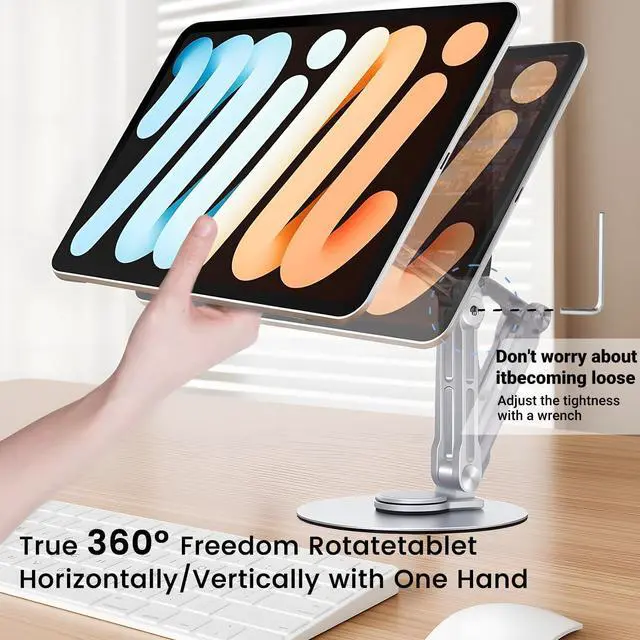 Alt view image 3 of 5 - Msounehna Magnetic iPad Stand for Desk, Foldable Aluminum Alloy Tablet Holder with 360° Adjustable Base | Ergonomic Portable Design for Home Office & Conference Rooms