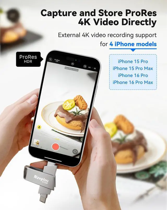 Alt view image 4 of 5 - 512GB Flash Drive for iPhone iPad, USB3.0 High-Speed Memory Stick No App Needed, Lightening & USB-C External Memory Storage for Photos Videos, Picture Backup Thumb Drive Plug & Play (Silver)