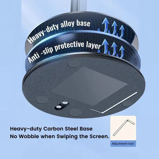 Alt view image 5 of 5 - Msounehna Magnetic iPad Stand for Desk, Foldable Aluminum Alloy Tablet Holder with 360° Adjustable Base | Ergonomic Portable Design for Home Office & Conference Rooms