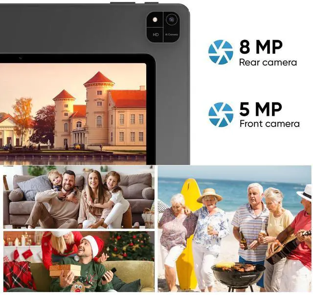 Alt view image 4 of 5 - JUNINKE Tablet 10.1" Android 15 Tablet | 12GB RAM+64GB ROM2TB ExpandableNetflix HD CertifiedDual Cam+GPS+FM+WiFi6000mAh All-Day Battery(with Case)