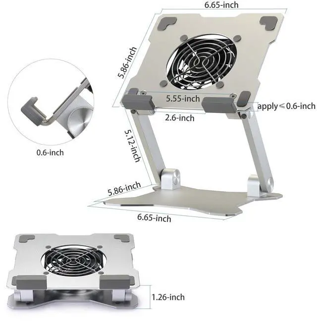 Alt view image 3 of 5 - Surface Pro Stand, iPad Cooler,Cooling Pad,Aluminum Sturdy Tablet Stand Holder with Quiet Fan for Microsoft Surface Tablets,iPad Series,Samsung Galaxy Tabs-Up to 15-in Tablets