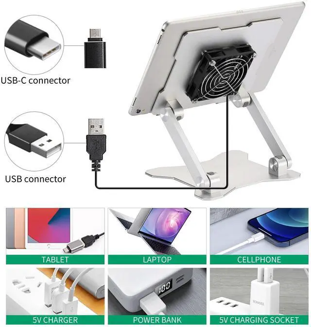 Alt view image 4 of 5 - Surface Pro Stand, iPad Cooler,Cooling Pad,Aluminum Sturdy Tablet Stand Holder with Quiet Fan for Microsoft Surface Tablets,iPad Series,Samsung Galaxy Tabs-Up to 15-in Tablets