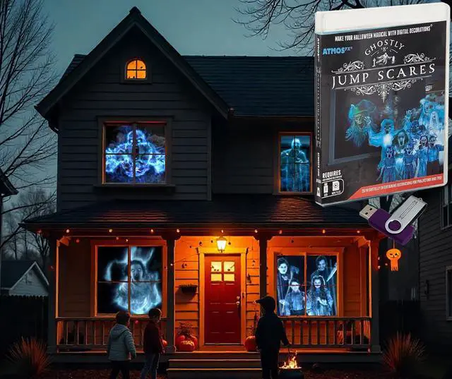 Main image of AtmosFX® Ghostly Jump Scares Halloween Digital Decoration on USB Includes 8 Atmosfx Video Effects for Hallloween