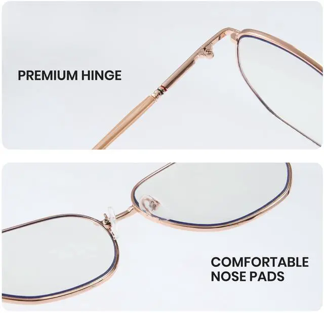 Alt view image 5 of 5 - Cyxus Photochromic Blue Light Glasses for Men Women Computer Glasses UV Protection Glasses 8261 (Rose Gold White Lens)