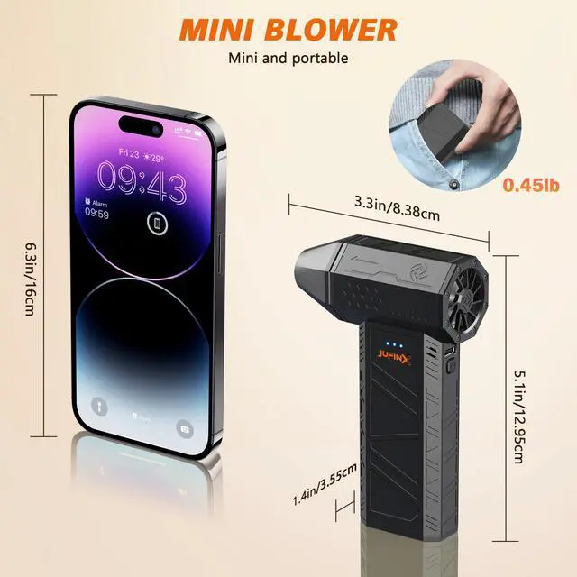 Alt view image 2 of 5 - JUFINX X3mini Electric Air Duster-110000RPM Super Power Cordless Air Duster, 3-Gear Adjustable Mini Blower with Fast Charging, Dust Blower for Computer, Keyboard, House, Outdoor and Car