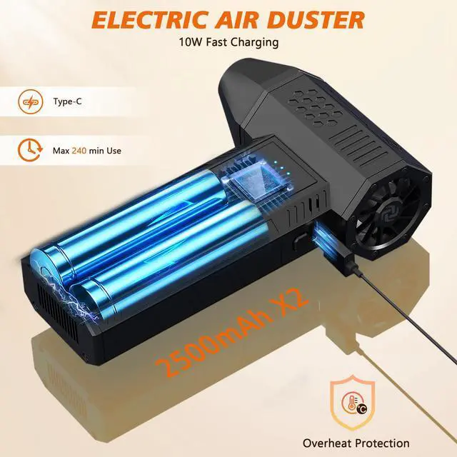 Alt view image 4 of 5 - JUFINX X3mini Electric Air Duster-110000RPM Super Power Cordless Air Duster, 3-Gear Adjustable Mini Blower with Fast Charging, Dust Blower for Computer, Keyboard, House, Outdoor and Car