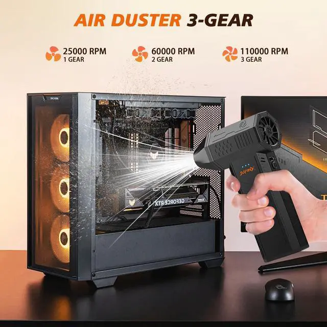 Alt view image 5 of 5 - JUFINX X3mini Electric Air Duster-110000RPM Super Power Cordless Air Duster, 3-Gear Adjustable Mini Blower with Fast Charging, Dust Blower for Computer, Keyboard, House, Outdoor and Car