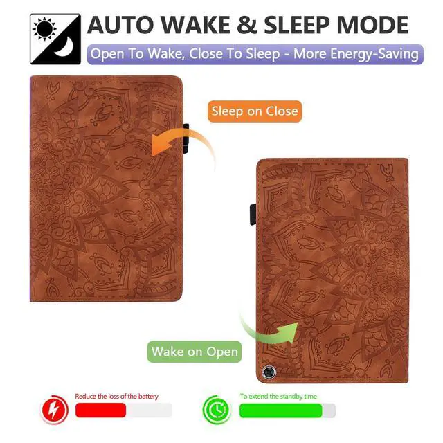 Alt view image 2 of 5 - Dteck Case for All-New Amazon Fire HD 10 and 10 Plus Tablet (13th/11th Generation, 2023/2021 Release),PU Leather Slim Folding Stand Cover with Pencil Holder Shockproof Magnetic Card Slots Shell,Brown