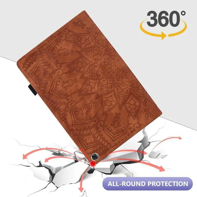 Alt view image 4 of 5 - Dteck Case for All-New Amazon Fire HD 10 and 10 Plus Tablet (13th/11th Generation, 2023/2021 Release),PU Leather Slim Folding Stand Cover with Pencil Holder Shockproof Magnetic Card Slots Shell,Brown