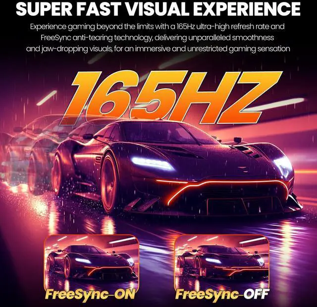 Alt view image 3 of 5 - CRUA 34" Gaming Monitor, IPS WQHD(3440×1440P) 144Hz/165Hz Computer Monitor, 21:9 UltraWide Screen, 380cd/m², 120% sRGB, Support AMD FreeSync, Height Adjustable and with Speakers, Wall Mountable-Black