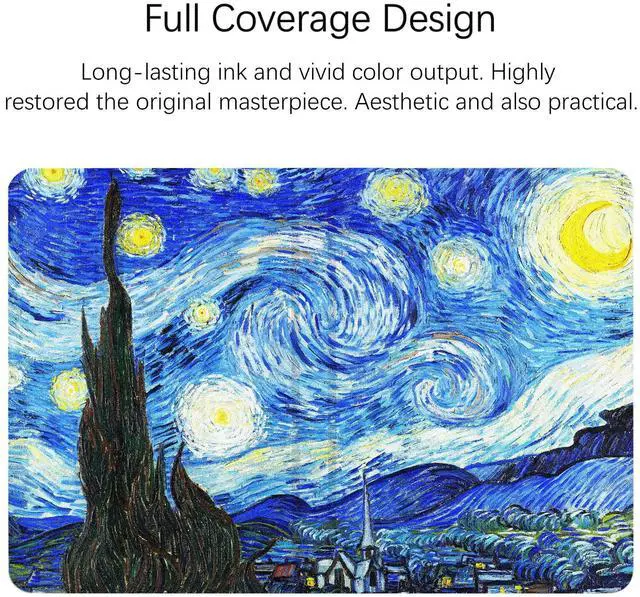 Alt view image 3 of 5 - Berkin Arts Compatible with iPad Mini 4th/5th Generation (7.9 Inch) Case 2019 2018 2017 2016 2015 Folio Case Premium Leather Cover Post-Impressionism Blue Lightweight (The Starry Night by Van Gogh)