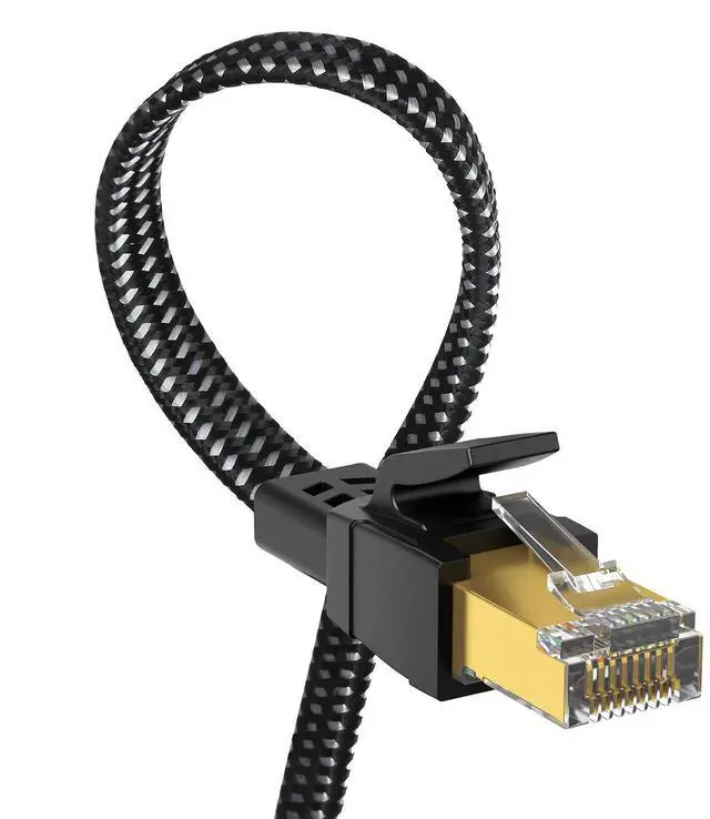 Main image of Cat 8 Ethernet Cable 30 ft, Nylon Braided High Speed Heavy Duty Cat8 Network LAN Patch Cord, 40Gbps 2000Mhz SFTP RJ45 Flat Internet Cable Shielded in Wall, Indoor&Outdoor for Modem/Router/Gaming/PC