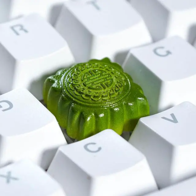 Alt view image 2 of 5 - Mid-Autumn Festival Green Mooncake Artisan Keycap R1 SA Profile Custom Cute Keycaps 1U ESC Handmade Gaming Resin Key Cap Cherry MX Switch Compatible Mechanical Keyboard Lover Gift