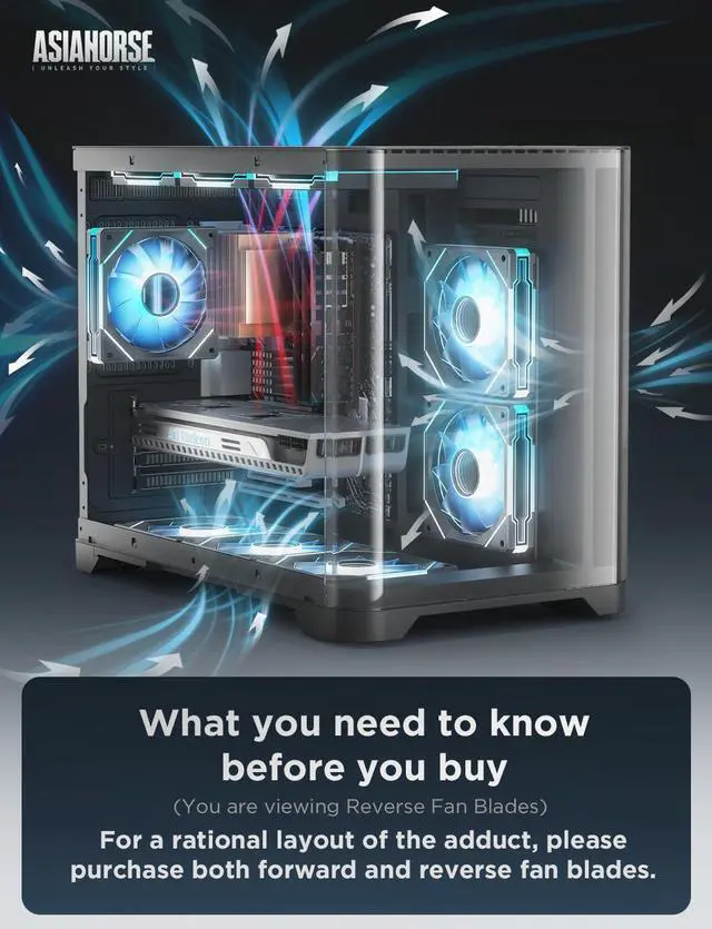 Alt view image 2 of 5 - AsiaHorse AMICI-5GT RGB PC Fans, Infinity Mirror ARGB Fans HDB Bearing Fan Speeds Up to 1800 RPM with 24 LED Lights, Reverse Blade Fan Compatible Motherboard Aura SYNC (Not Wireless Connection)